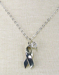 Clear Awareness Necklace for Lung, Bone Cancer