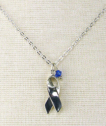 Dark Blue Awareness Necklace for Colon, Colorectal Cancer