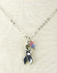 Light Pink and Light Blue Awareness Necklace for Male Breast Cancer