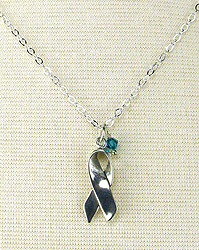 Teal Awareness Necklace for Ovarian, Uterine, Gynecological Cancer