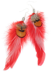 Firey Red Feather Earrings