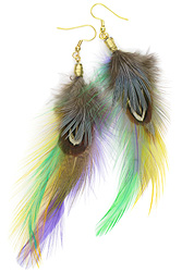 Mardi-Gras Feather Earring