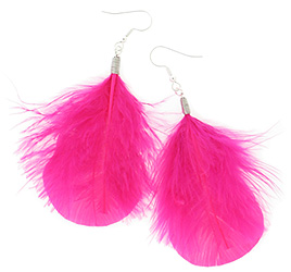 Fluffy Hot Pink Feather Earrings
