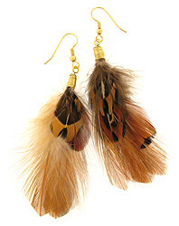 Short Ringneck Pheasant Feather Earrings