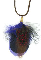 Black Purple Red Feather Necklace