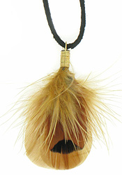 Gold and Natural Feather Necklace