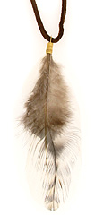 Fluffy White Feather Necklace with Stripes