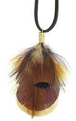 Gold and Burgundy Feather Necklace