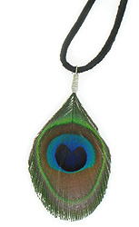 Round Peacock Eye Feather Necklace
