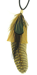 Green and Gold Feather Necklace