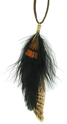Orange and Black Feather Necklace