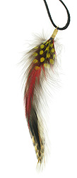 Yellow Red Brown Feather Necklace