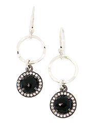 Small Hammered Black Spinel and White Topaz Earrings