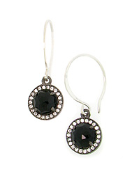 Black Spinel and White Topaz Drop Earrings
