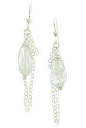 Green Amethyst Gemstone Earrings with Chain