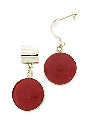 Curved Square Red Jasper Earrings