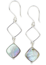 Abalone Shell Diamond Link Earrings