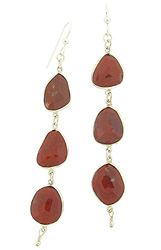 3 Stone Red Jasper Earrings