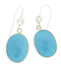 Turquoise Gemstone and CZ Earrings