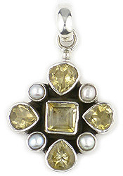 Citrine Gemstone and Pearl Pendant