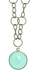 Blue Chalcedony Moon Necklace