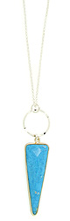 Hammered Circle Turquoise Triangle Necklace