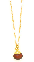 Gold Cap Garnet Necklace