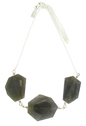 3 Stone Labradorite Chunk Necklace