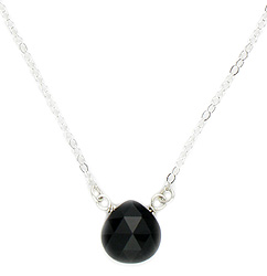 Black Onyx Solitaire Gemstone Necklace