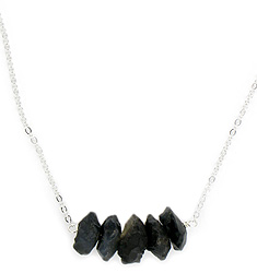 5 Stone Black Agate Necklace