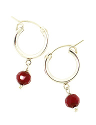 Sterling Silver Huggie Hoop Earrings with Ruby Quartz