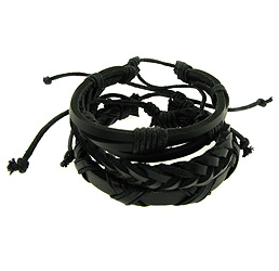 Black Leather Bracelets E