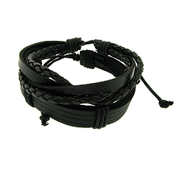 Double Black Leather Bracelets