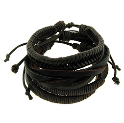 Brown and Black Leather Bracelets A
