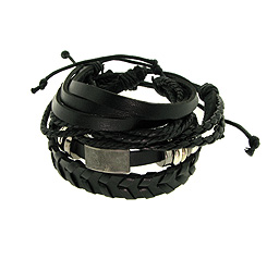Black Leather Bracelets A