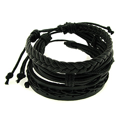 Black Leather Bracelets B