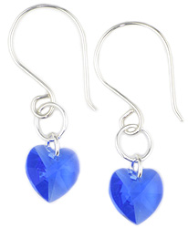 Sapphire Crystal Heart Earrings