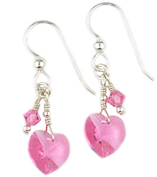 Rose Heart Swarovski Crystal Earrings