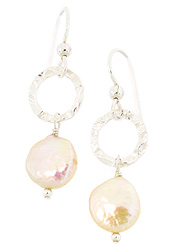 Textured Peach Pearl Earrings