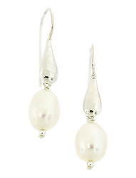 Long Hook White Pearl Earrings
