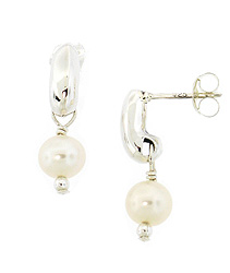 Mini Long Post White Pearl Earrings