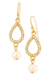 Sparkling Gold Teardrop Pearl Earrings