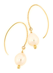 Gold Textured Pearl Earrings