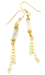 Biwa Pearl Earrings with Chain