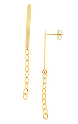 Gold Flat Bar Chain Earrings