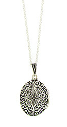 Oval Filigree Sterling Silver Scent Locket with Chain