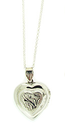 Double Heart Sterling Silver Locket Pendant with Chain