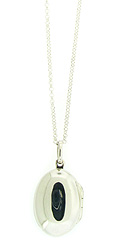 Small Puffy Oval Sterling Silver Locket Pendant with Chain
