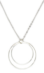 Large Double Circle Sterling Silver Necklace