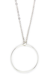 Large Sterling Circle Solitaire Necklace